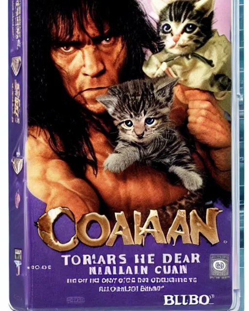 Image similar to 'Conan the Barbarian Adopts a Cute Kitten' blu-ray DVD case still sealed in box, ebay listing