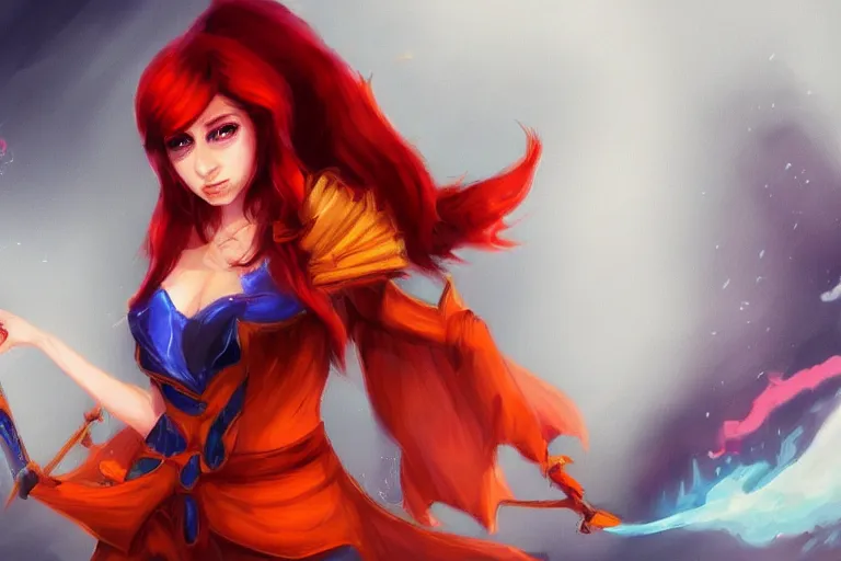 Prompt: Lina, Dota 2, trending on art station, fantasy,