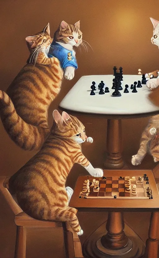 Cat Playing Chess, AI Generated Art Print for Sale by JacobJGuzman