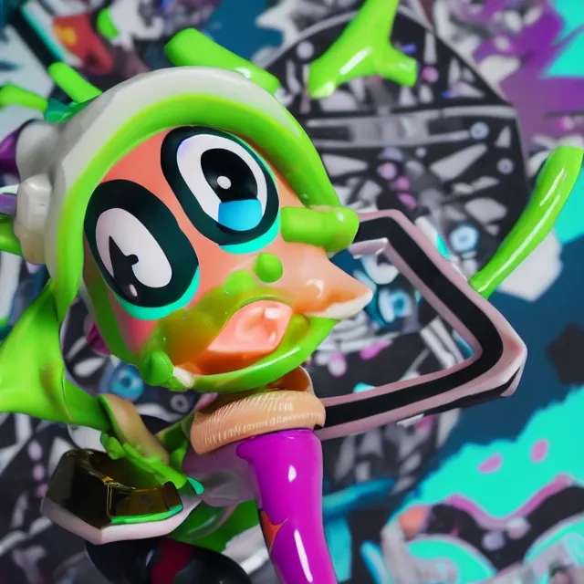 Image similar to stylized splatoon vinyl figure, figure photography, high details