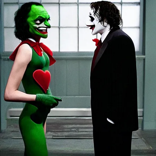 Prompt: romance scene of mr. bean and the joker making out in batman vs bean, elon musk cast as the joker, 2 0 2 0