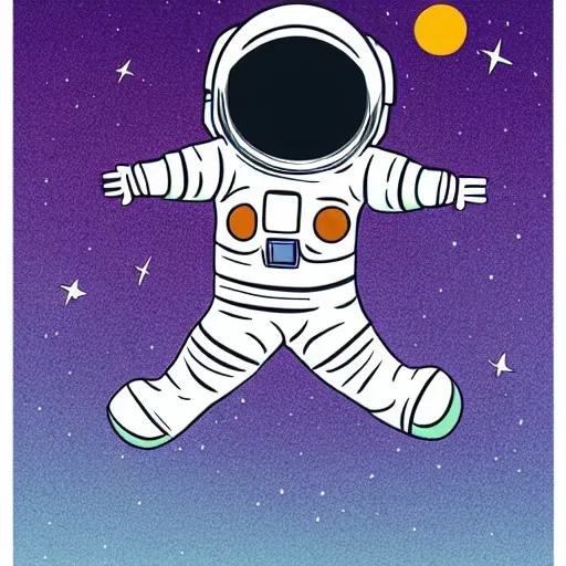 Image similar to an astronaut floating in space, svg