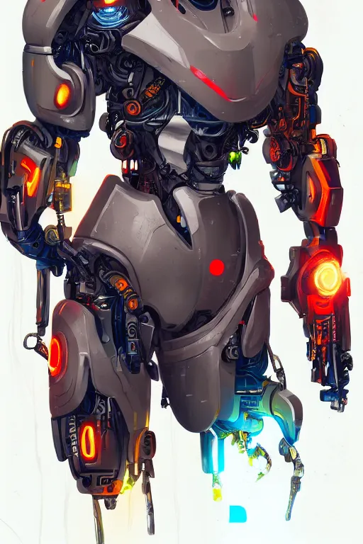 Prompt: a cyborg by Kirokaze, bright colors, trending on artstation
