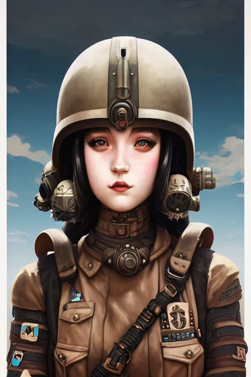 Image similar to portrait of dieselpunk blackpink jisoo soldier girl, helmet, desert, armored, highly detailed, digital painting, face detail, sharp focus, art, illustrations by loish and ayanamikodon and irakli nadar and rossdraws and wlop