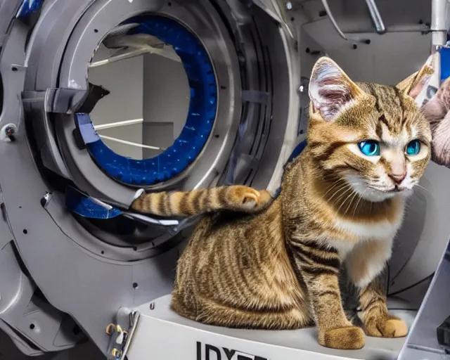 Image similar to Cat robot opened up for repairs, award-winning photograph for science magazine