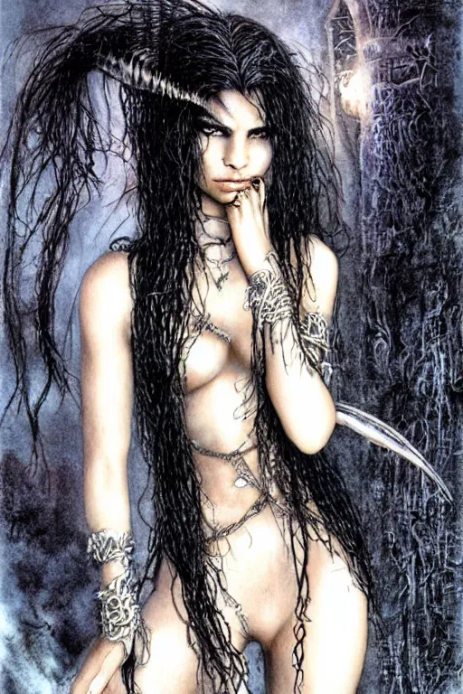 Image similar to zoe kravitz as a vampire queen by luis royo