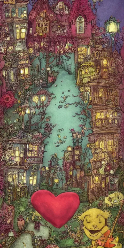 Image similar to a valentine's day scene by alexander jansson, joel fletcher, owen klatte, angie glocka, justin kohn, maurice sendak. valentine's day color palette.