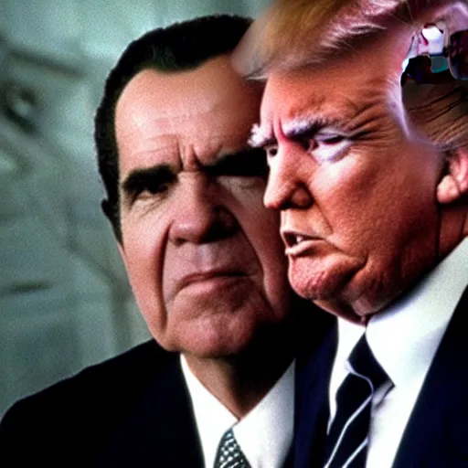 Image similar to still of richard nixon and donald trump as master and apprentice sith lords, star wars episode i ( 1 9 9 9 )