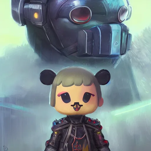 Prompt: animal crossing mayot as a realistic cyberpunk knight, closeup portrait art by donato giancola and greg rutkowski, realistic face, digital art, trending on artstation, symmetry!!