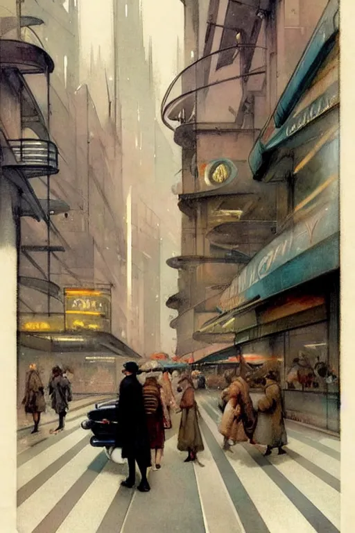 Image similar to ( ( ( ( ( 1 9 5 0 s retro future art deco city street design. muted colors. ) ) ) ) ) by jean - baptiste monge!!!!!!!!!!!!!!!!!!!!!!!!!!!!!!