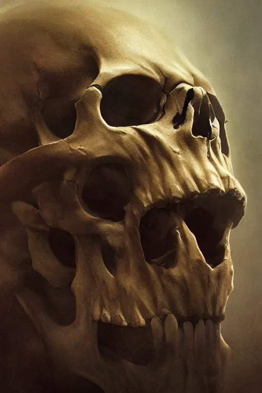 Prompt: skull, close - up portrait, powerful, intricate, elegant, volumetric lighting, scenery, digital painting, highly detailed, artstation, sharp focus, illustration, concept art, ruan jia, steve mccurry