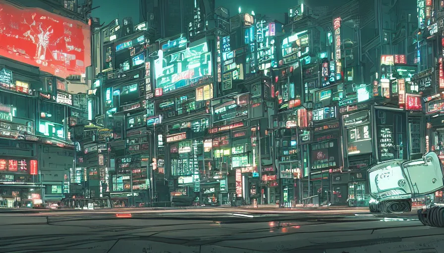 Prompt: Wide angle Concept Art of neo-Tokyo Maximum Security Mint Bank, in the Style of Akira, Anime, Dystopian, Cyberpunk, Crypto Valut, Helicopter Drones, 19XX