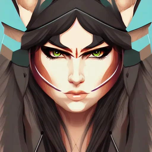 Image similar to head and shoulders portrait of a barbarian, female, d & d, high fantasy, by artgerm, behance hd, shutterstock, clean cel shaded vector art illustration,