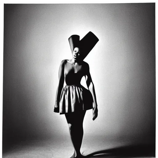 Prompt: photo of a woman in a dress by arnold newman. professional photography.