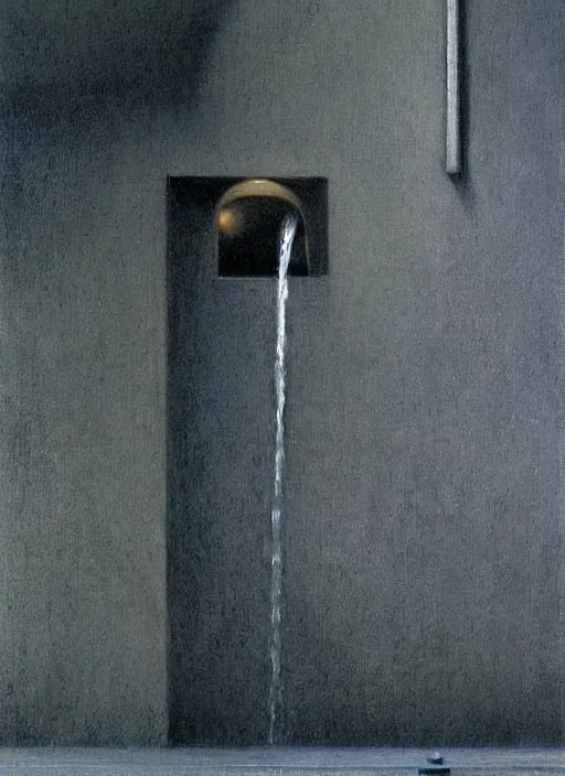 Image similar to water faucet dripping Edward Hopper, Zdzislaw Beksinski highly detailed