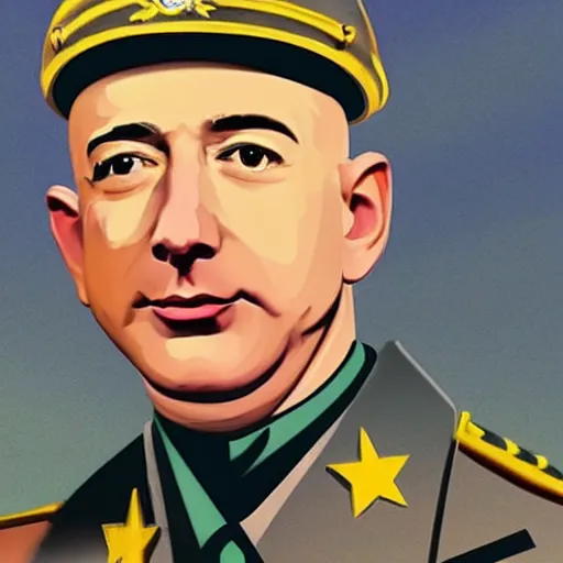 Image similar to jeff bezos as a world war ii propaganda poster