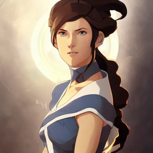 Prompt: Portrait of Avatar Korra, Legend of Korra, blue eyes, intricate, elegant, highly detailed, digital painting, artstation, concept art, smooth, sharp focus, illustration, art by artgerm and greg rutkowski and alphonse mucha