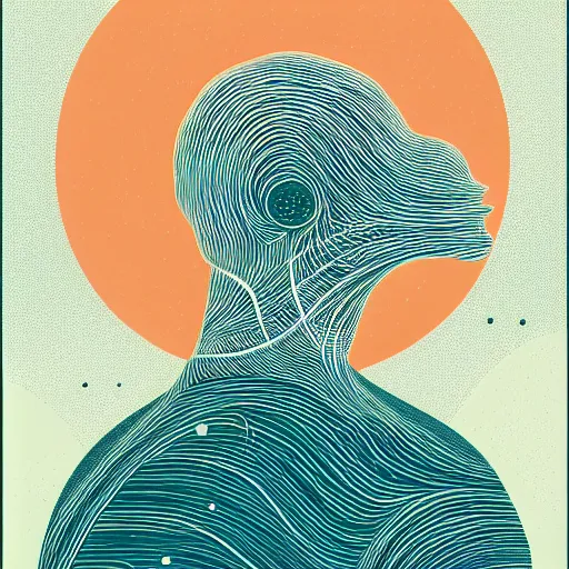 Image similar to a wandering mind, logo without text, simple white background victo ngai, kilian eng