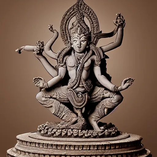 Image similar to a realistic nataraja statue by Shinji Aramaki, hyper detailed