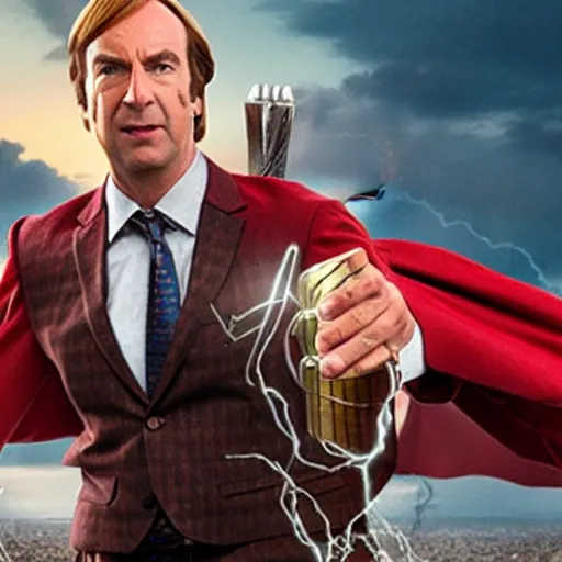 Image similar to Saul Goodman as Thor, MCU