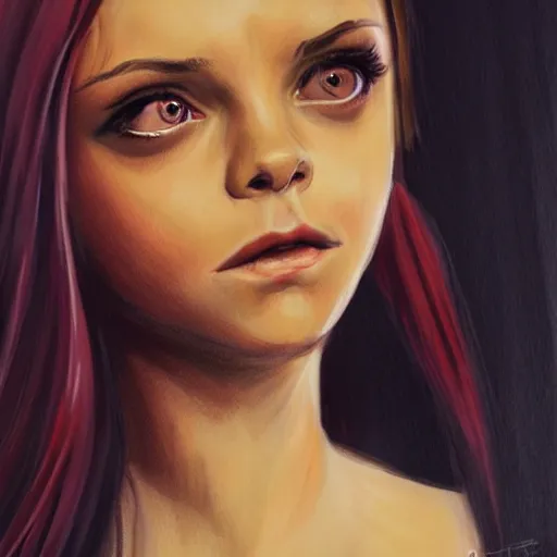 Image similar to young witch christina ricci, art by julia razumova