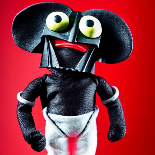 Prompt: studio portrait still of!!!!! zabrak darth - maul!!!!!! plush toy, muppet show, 8 k, studio lighting, key light,