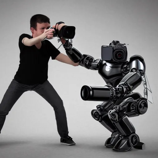 Image similar to fight between robot and photographer