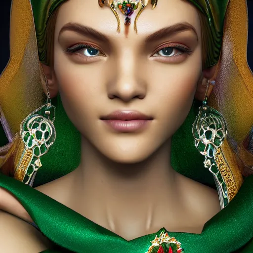 Image similar to wonderful princess of emeralds with fair skin, ornate, 8 k, gorgeous, intricate, detailed, accent lighting, dramatic lighting, octane render