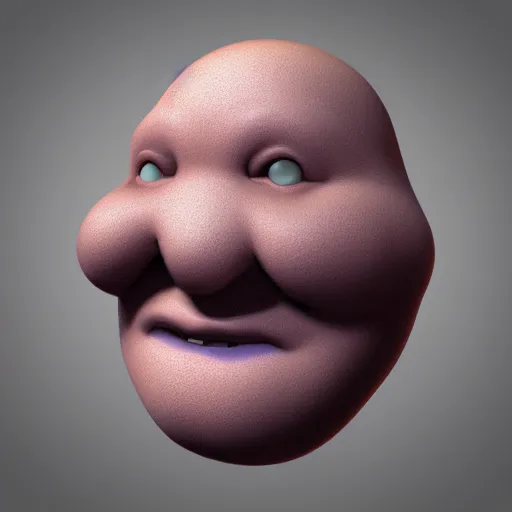 Prompt: sad blob with a detailed face, 3 d render, rendered lighting