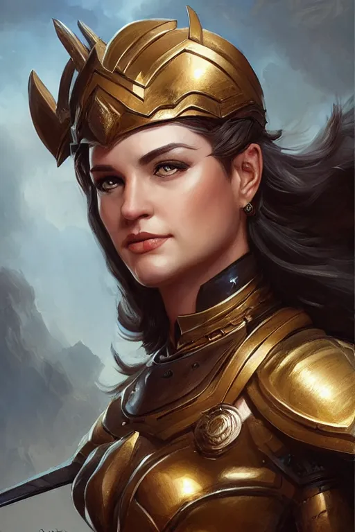 Image similar to amazon valkyrie athena, d & d, fantasy, portrait, highly detailed, headshot, digital painting, trending on artstation, concept art, sharp focus, illustration, art by artgerm and greg rutkowski and magali villeneuve