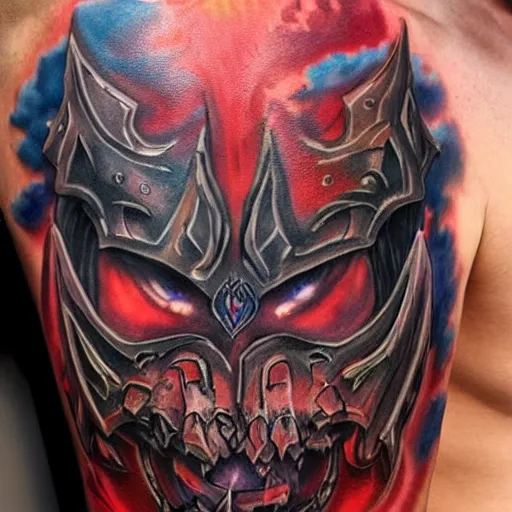 Prompt: World Of Warcraft horde and alliance tattoo, 4k, high detail