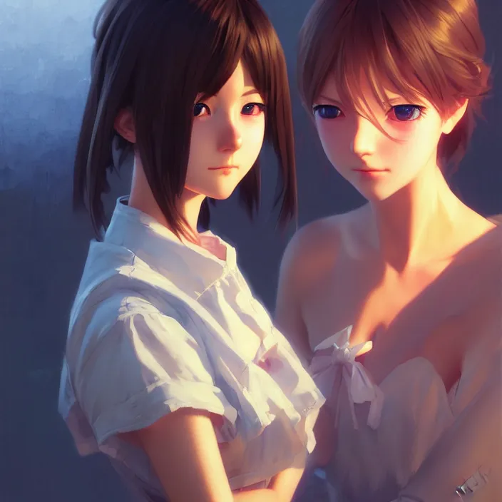 Image similar to a potrait of anime girl, my dress up darling anime, fine details, night setting, realistic shaded lighting poster by ilya kuvshinov katsuhiro, artgerm, jeremy lipkin and michael garmash, unreal engine 5, radiant light, detailed and intricate environment