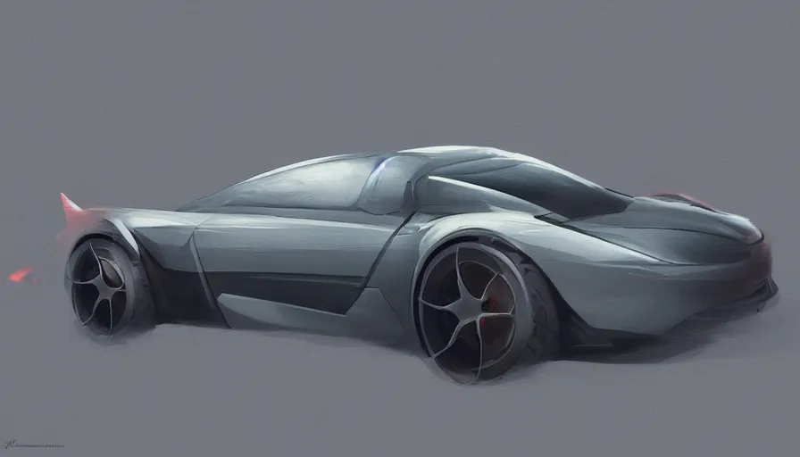 Image similar to concept art of car designed by jony ive, jama jurabaev, science fiction, brush hard, artstation, cgsociety, high quality, brush stroke