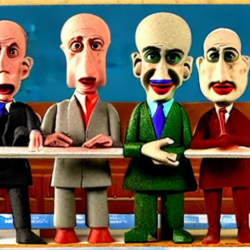 Prompt: esoteric israeli lobby controls us congress by otto dix, claymation