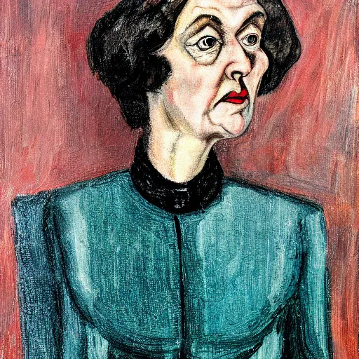 Image similar to otto dix portrait of liz truss