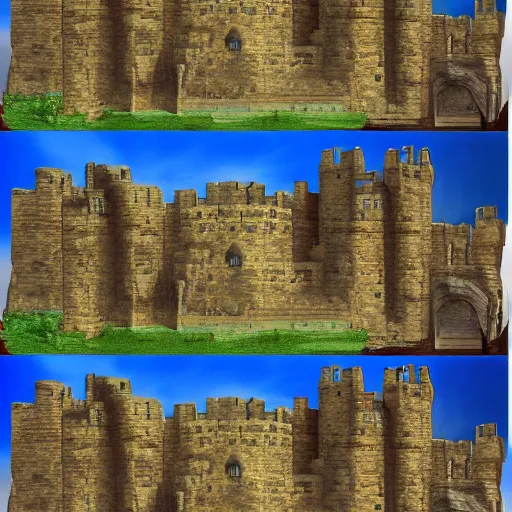 Prompt: Before and after picture of a castle currently under siege, fantasy, hyper realism, 8k resolution, flames, war, death