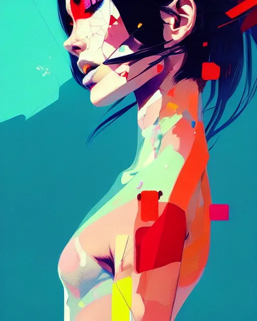 Image similar to a ultradetailed beautiful panting of a stylish woman with colorful bandaids, by conrad roset, greg rutkowski and makoto shinkai, trending on artstation