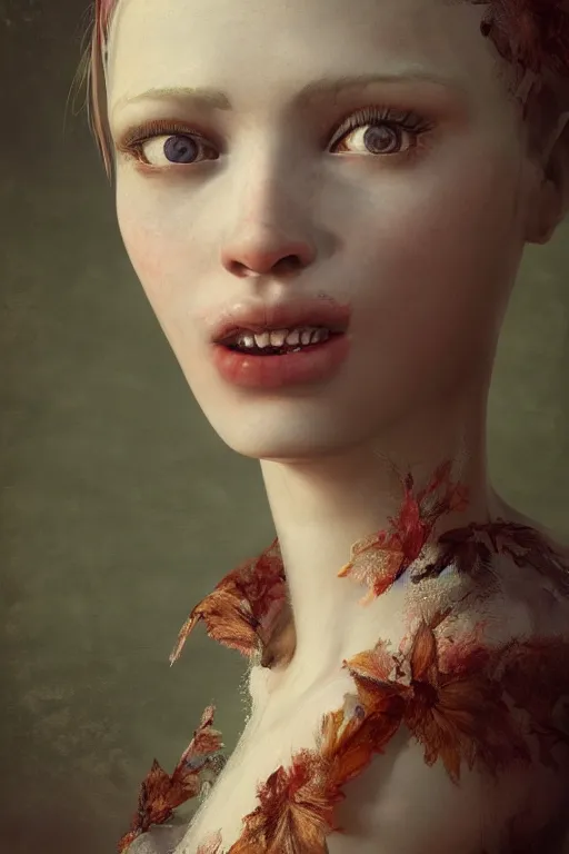 Image similar to hyper-detailed 3d render like an Oil painting, Female portrait art by Ray Caesar, trending on artstation, artstationHD, artstationHQ, 4k, 8k, octane render