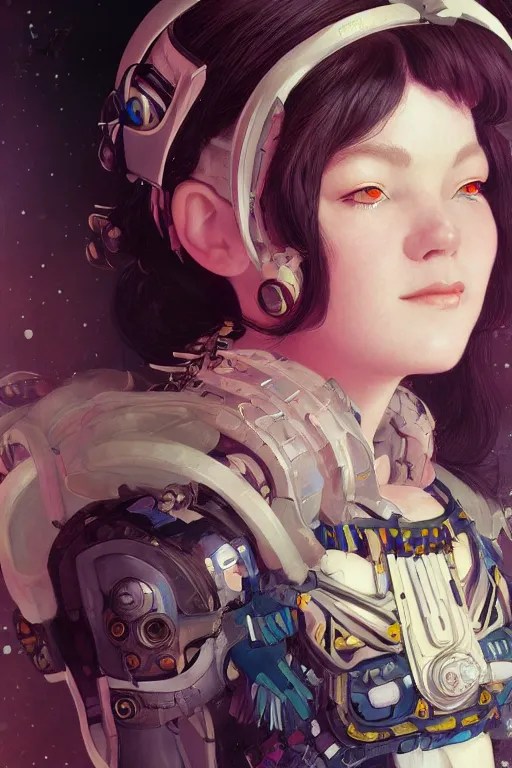 Image similar to portrait of beautiful young Björk, cyberpunk, Warhammer, highly detailed, artstation, illustration, art by Gustav Klimt and Range Murata and Ilya Kuvshinov and Sakimichan