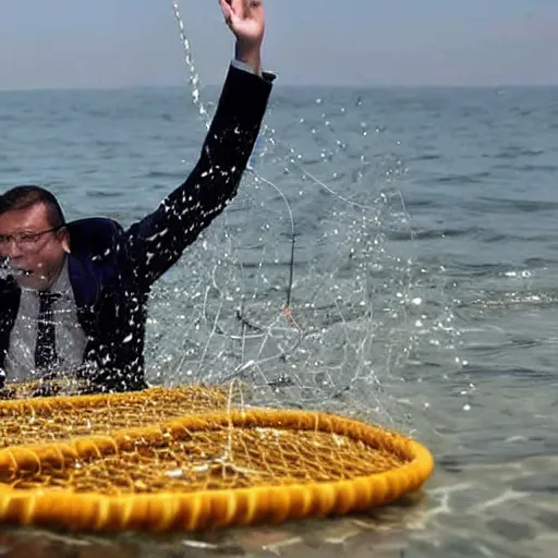 Image similar to vucic stuck in a fishing net, struggling, underwater, photo
