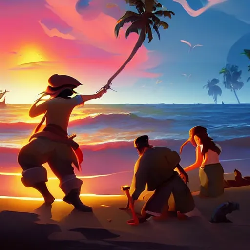 Image similar to painting treasure on sea of thieves game smooth median photoshop filter cutout vector, behance hd by jesper ejsing, by rhads, makoto shinkai and lois van baarle, ilya kuvshinov, rossdraws global illumination