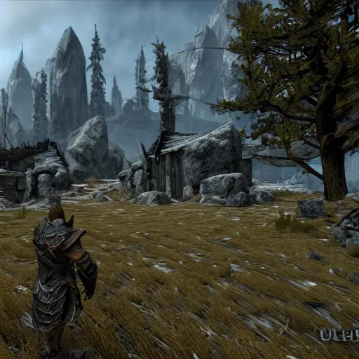 Prompt: skyrim fully remade with unreal engine 5, 8 k, screenshot - h 7 0 4
