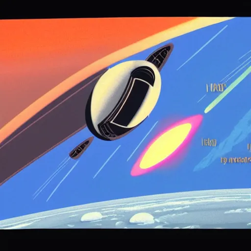 Image similar to a nasa spaceship entering the atmosphere of a planet, 1 9 7 0 s illustration, saturated colors