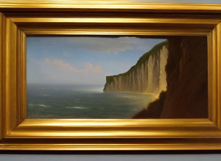 Image similar to cliffs of dover, uk in the style of hudson river school of art, oil on canvas