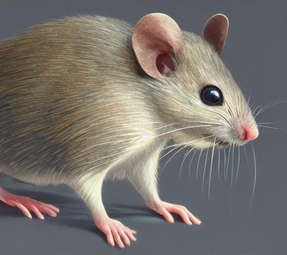 Prompt: a hyper-detailed portrait of a unique animorphic computer mouse by Craig Mullins; a computer mouse that looks like the real animal mouse; trending on artstation; 90mm; f/1.4