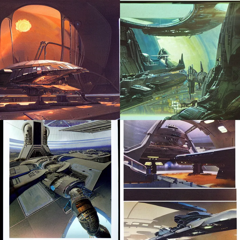 Prompt: the production sketches a sci - fi spaceship interior movie set, intricate interior design and detailed illustrations by john harris and n c wyeth and ron cobb and chris foss and syd mead
