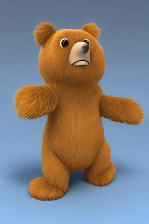 Prompt: a cute cartoon ggi 3 d bear with soft fur in the style of disney and pixar