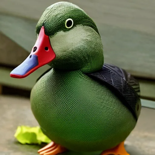 Prompt: a green duck dressed as geralt of rivia