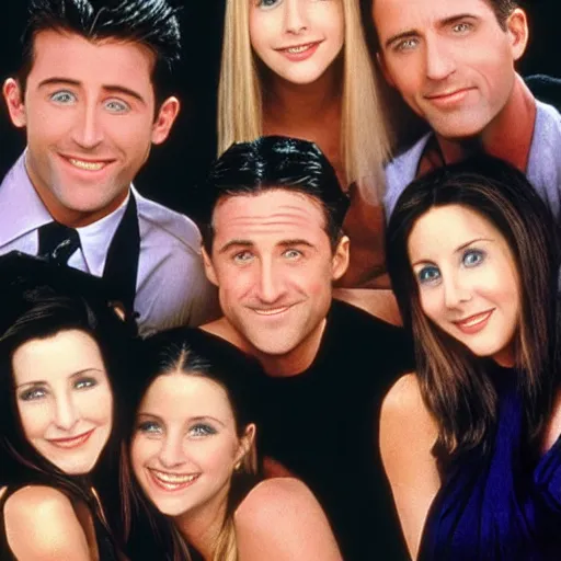 Prompt: the cast of friends and their skin is melting