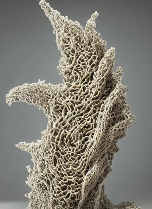 Image similar to high intricate sculpture of waves of tremella - fuciformis, maria panfilova, andrea savchenko, mike kime, ludovic plouffe, qi sheng luo, oliver cook, trending on artstation